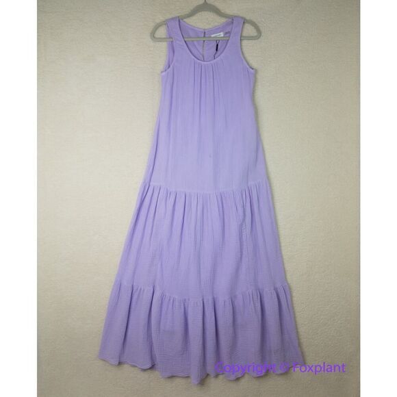 New! Calvin Klein Women's Gauze‎ Tiered Maxi Dress Purple, size XS - Picture 2 of 15